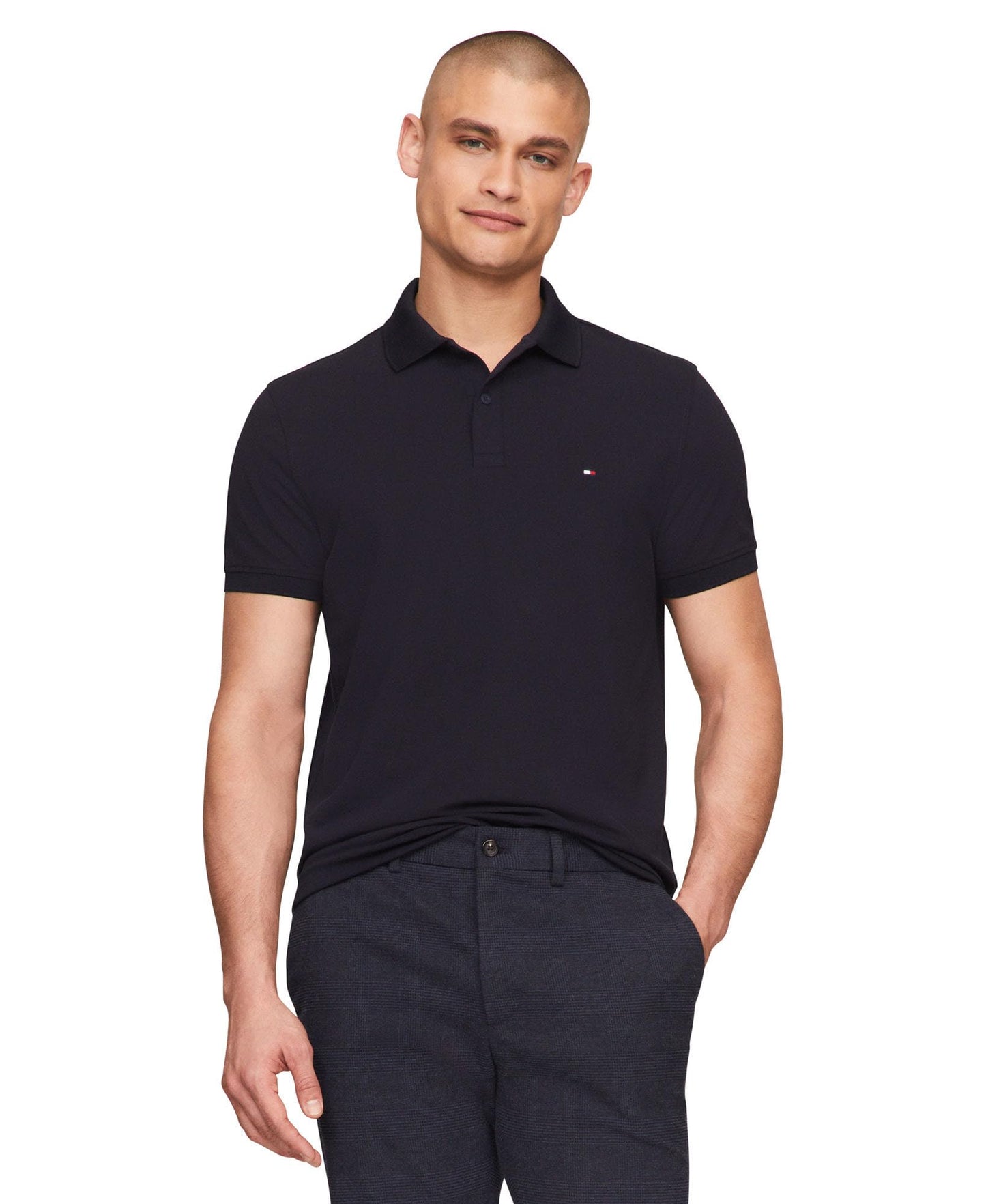 HOTTommy Hilfiger Men's Short Sleeve Polo Shirts in Classic Fit with Stretch and Organic Pique Cotton