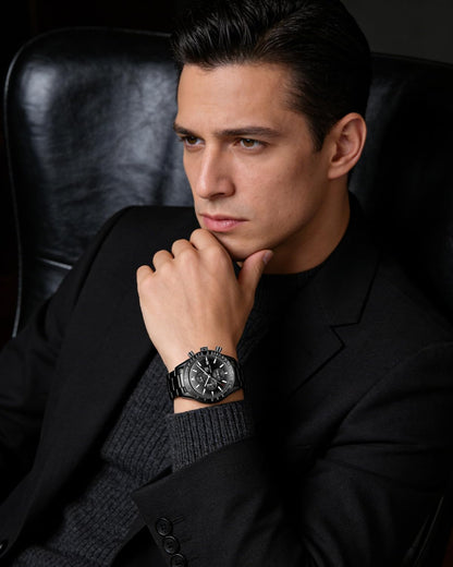 HOTBENYAR Watch for Men Analog Quartz Chronograph Waterproof Luminous Designer Mens Wrist Watches Business Work Sport Casual Dress Watch with Silicone Strap Elegant Gifts for Men