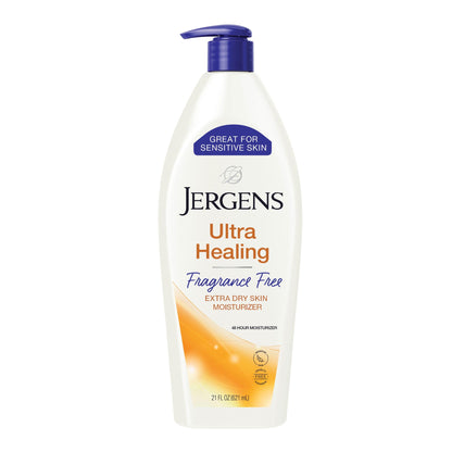 HOTJergens Ultra Healing Dry Skin Lotion, Hand and Body Moisturizer for Quick Absorption into Extra Dry Skin with Hydralucence Blend, Vitamins C, E and B5, White, 32oz