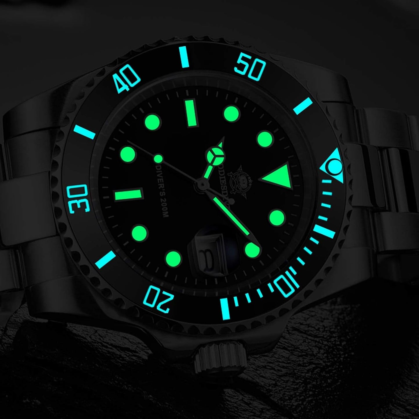 HOTADDIESDIVE 41 MM Mens Dive Watch Quartz Movement Watches for Men Easy to Read Dial 200 M Waterproof BGW9 Luminous Analog Orange/Red/Green/Black Gradient Dial