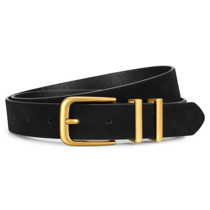 HOTVONMELLI Women's Soft Faux Leather Belt for Jeans Pants Dress Fashion Ladies Waist Belt with Gold/Silvery Buckle