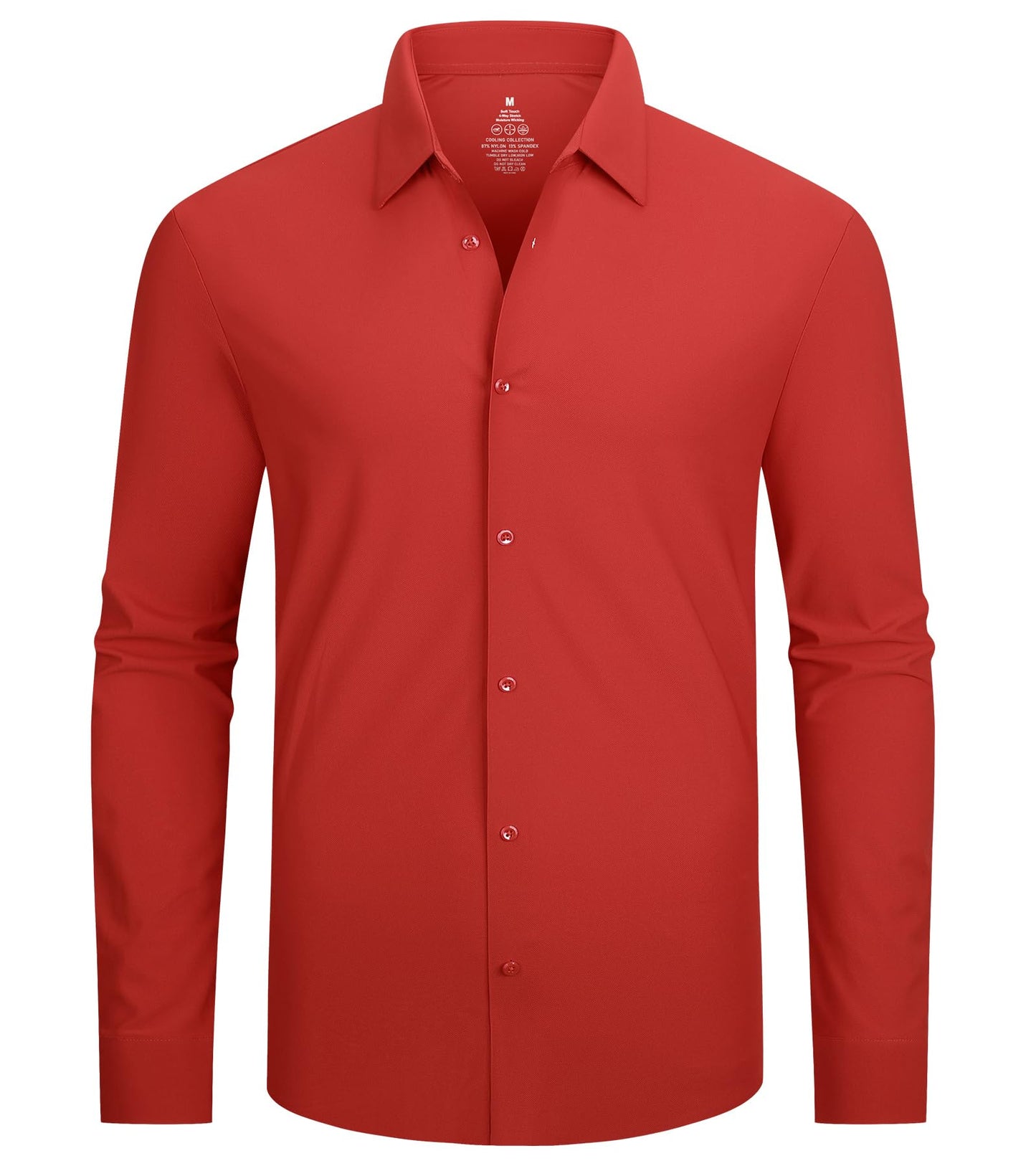 HOTSAMERM Mens Dress Shirt Stretch Wrinkle Free Casual Button Down Shirts | 4-Way Stretch & Moisture Wicking Performance Shirt for Business, Wedding, Work, Church, Easy Care Lightweight & Breathable