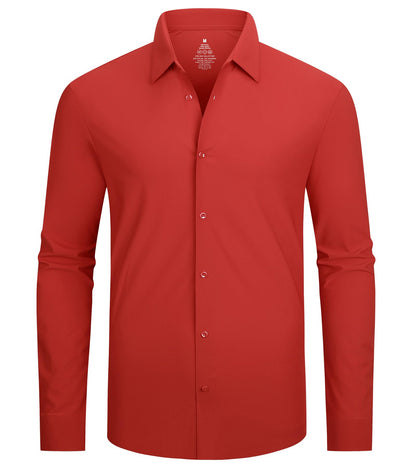 HOTSAMERM Mens Dress Shirt Stretch Wrinkle Free Casual Button Down Shirts | 4-Way Stretch & Moisture Wicking Performance Shirt for Business, Wedding, Work, Church, Easy Care Lightweight & Breathable