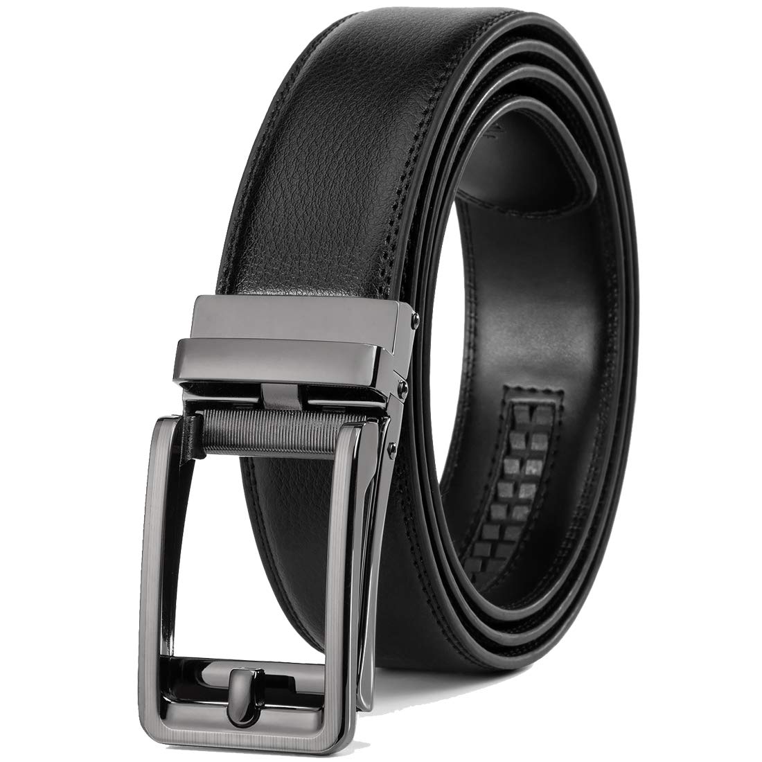 HOTFounders & C Men's Leather Ratchet Comfort Click Belt Dress with Slide Buckle -Adjustable Trim to Fit