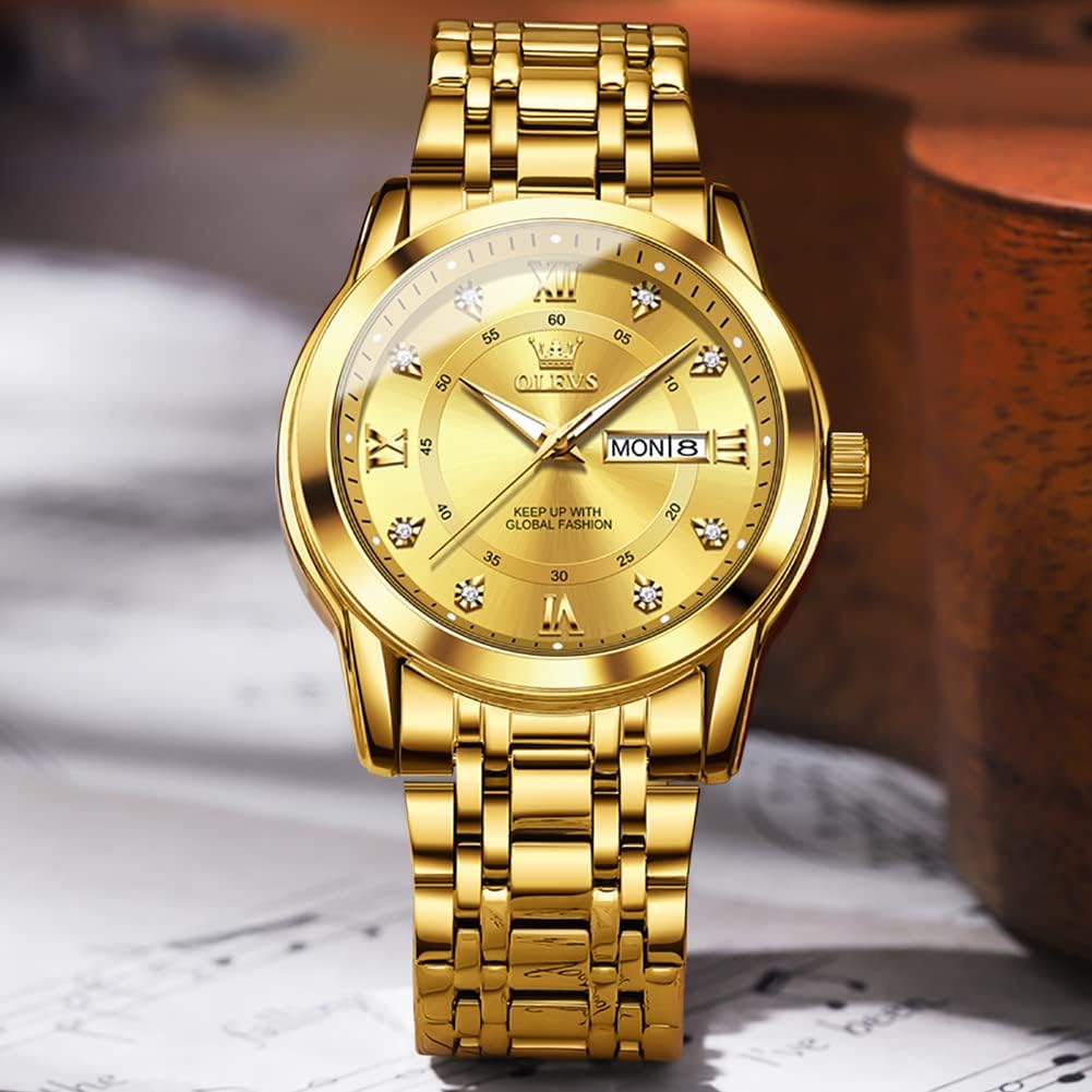HOTOLEVS Classic Men Watches with Date,Stainless Steel Man Watch with Date, Bussiness Watches for Men,Luminous Quartz Mens Watches Black/White/Blue/Gold, Waterproof Male Watch with Week