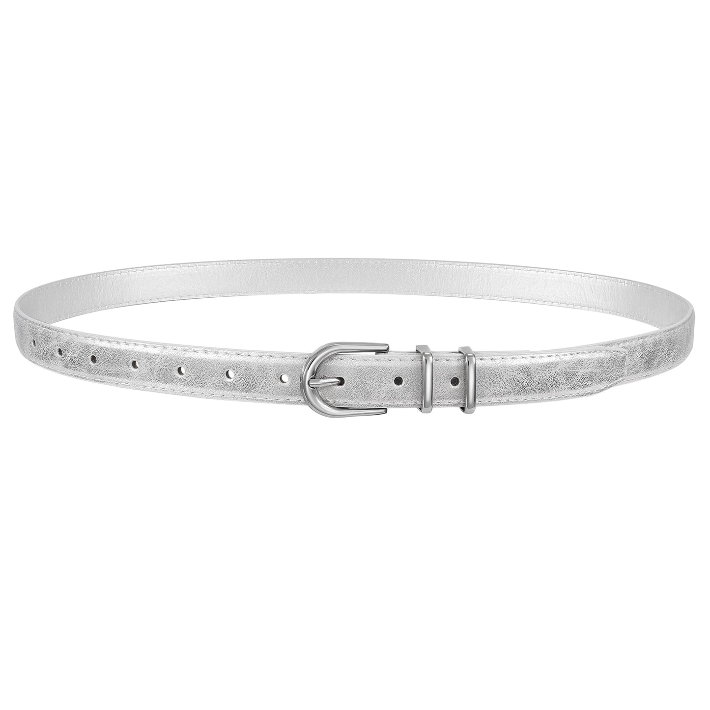 HOTJASGOOD Women Skinny Leather Belt for Jeans Pants Fashion Ladies Thin Belt for Dress with Gold Single Prong Buckle