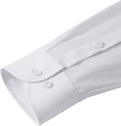 HOTMen's Dress Shirts Long Sleeve Stretch Wrinkle Free Wedding Formal Business Button Down Shirt