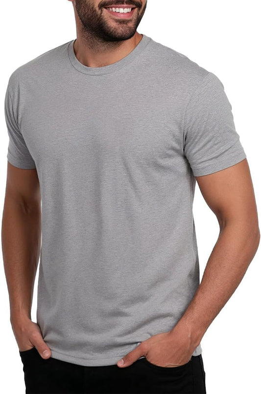 HOTMens T Shirts Soft Cotton Crew Neck Athletic Fit Casual Tees S-4XL | Soft cotton blend casual tee shirts with 4-way stretch - tag-free athletic fit for gym, work & casual wear. A go-to gift.