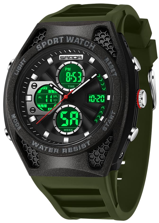 HOTFANMIS Mens Military Multifunction Digital LED Watch Electronic Waterproof Alarm Quartz Sports Watch