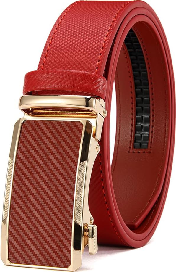 HOTDOOPAI Men's Adjustable Ratchet Belt -White Leather Dress Belt for Men, Customizable Fit, Easy to Use, Maximum Durability