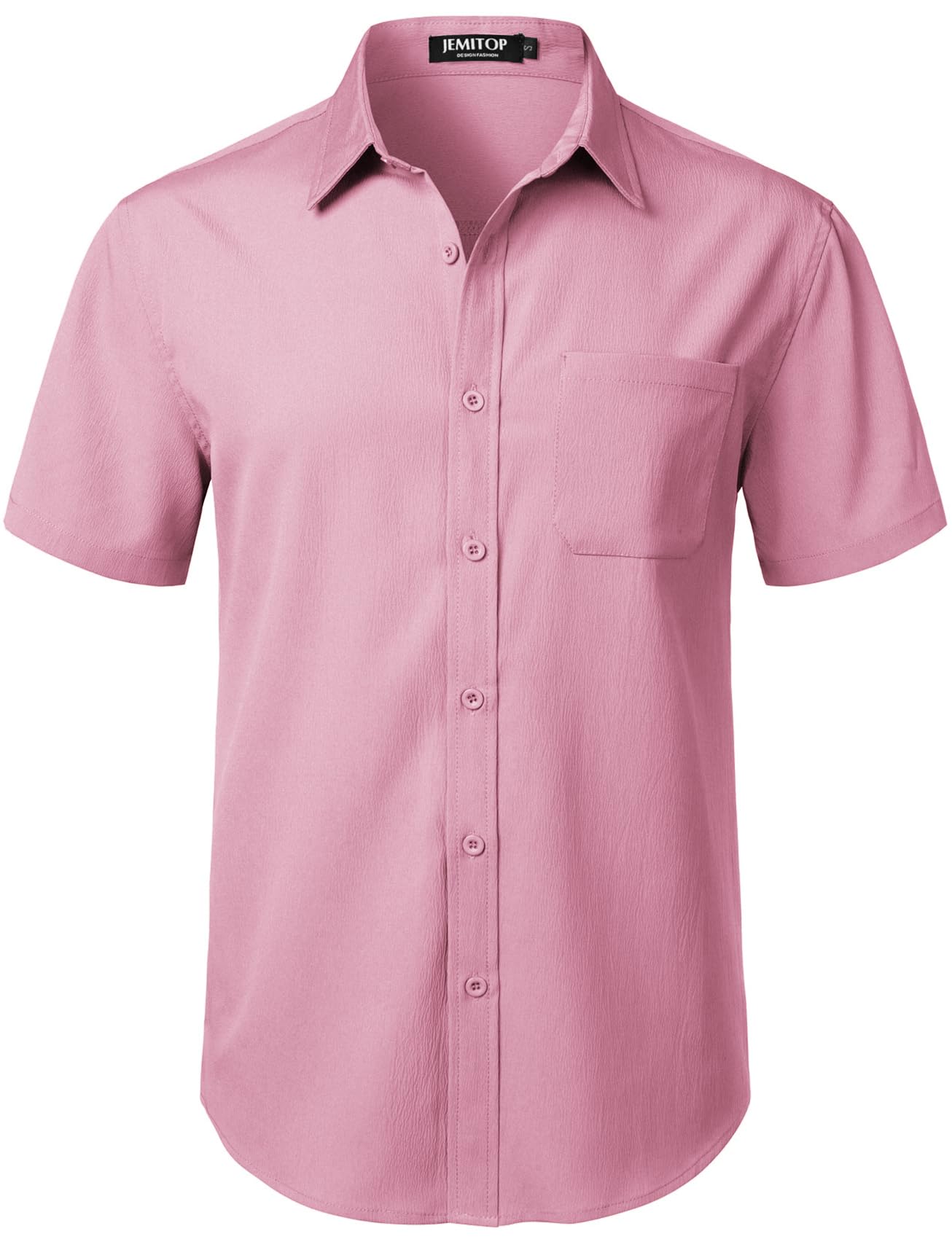 HOTJEMITOP Mens Stretch Wrinkle Free Texture Shirts | Lightweight, Summer, Beach, Stylish, Button Down, Short Sleeve, Casual, Vacation