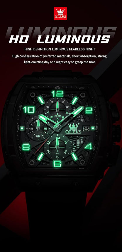HOTOLEVS Mens Watches Stylish Chronograph Waterproof Luminous Silicon Strap Multifunction Watches for Men Business Men Wrist Watch