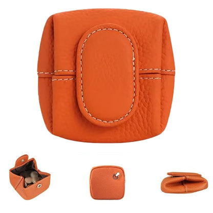 HOTMini Lychee Pattern Coin Purse, Leather Purses for Women, Coin Pouch Earphone Storage Bag with Key Buckle (Orange)