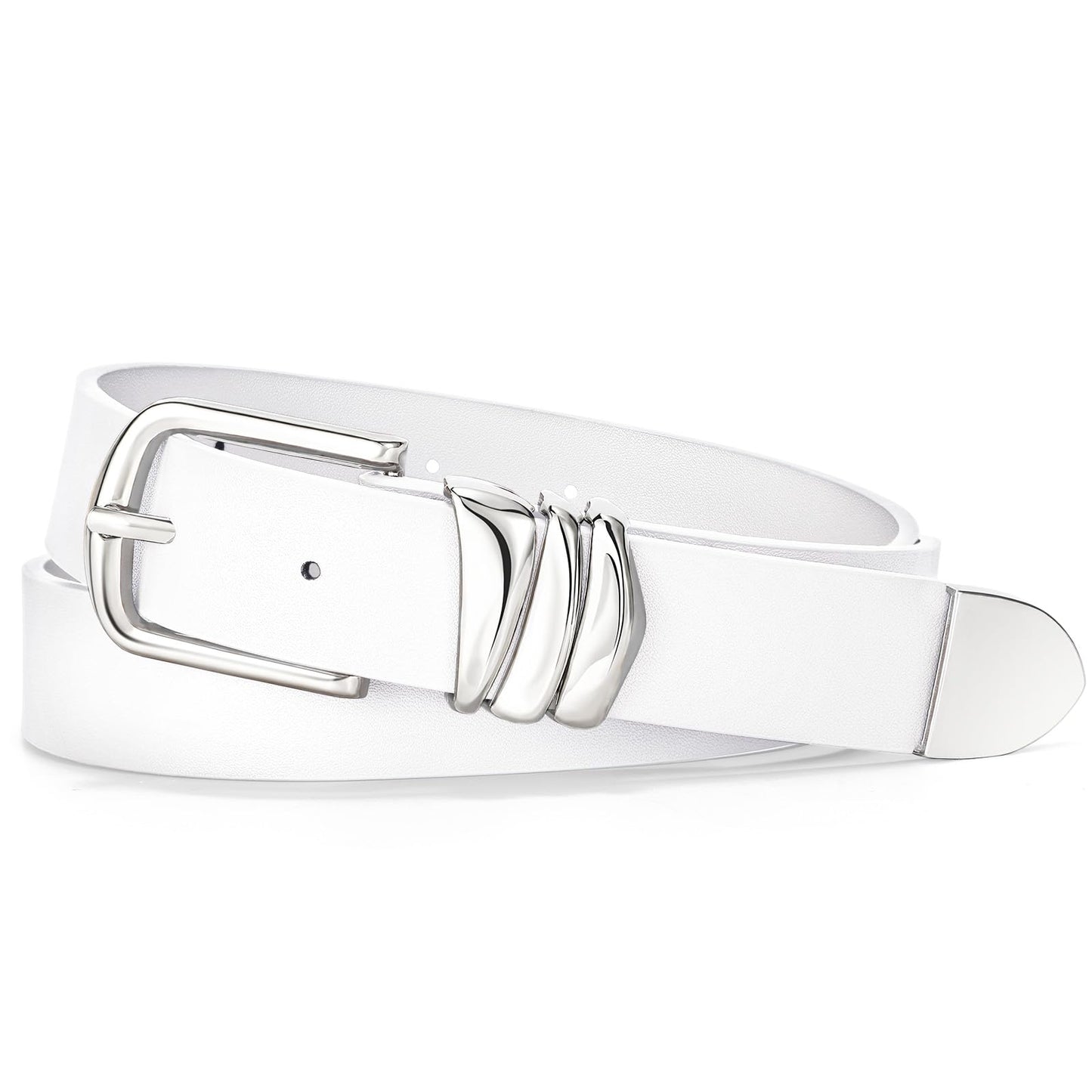 HOTVONMELLI Women's Belt for Jeans Dress Leather Belt for Women Fashion Waist Ladies Belt with Silver Buckle