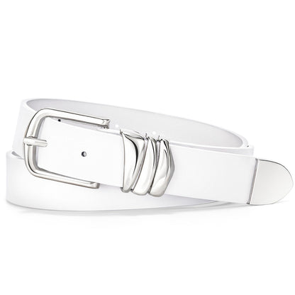 HOTVONMELLI Women's Belt for Jeans Dress Leather Belt for Women Fashion Waist Ladies Belt with Silver Buckle