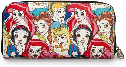 HOTLoungefly Disney Princesses Classic Print Pebble Wallet, Multi, One Size