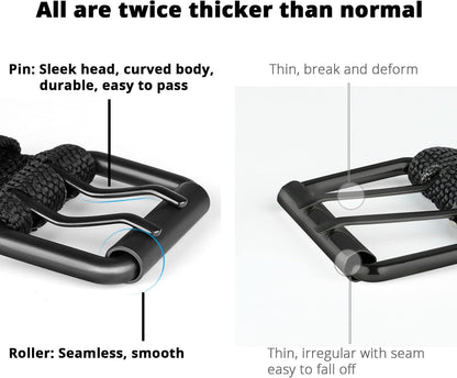 HOTDouble Prong Belt Plus Size 39 to 71'' Black Grommet Nylon Belts for Men Women Unisex