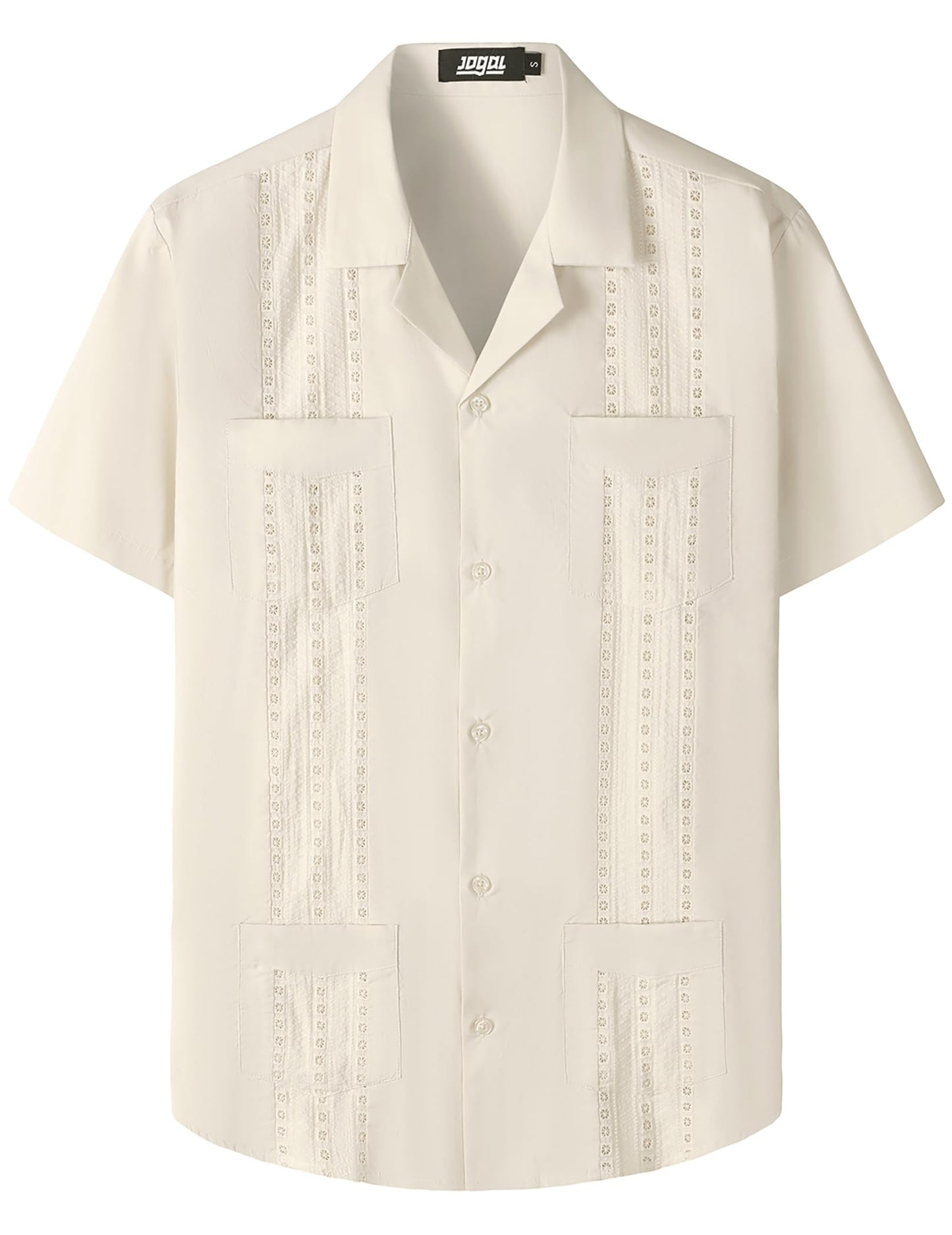 HOTJOGAL Mens Guayabera Shirts Cuban Short Sleeve Casual Button Down Beach Shirt
