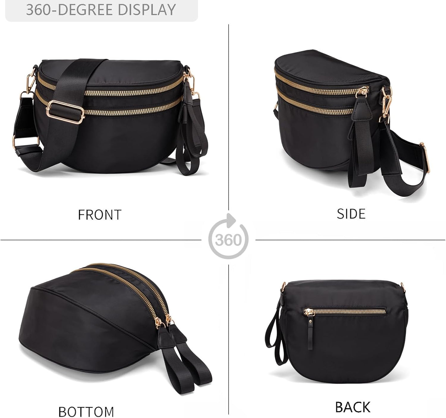 HOTPure Colour Crossbody Bum Bags for Women Spacious Checkered Cross body Bag Nylon Trendy Fanny Pack for Travel