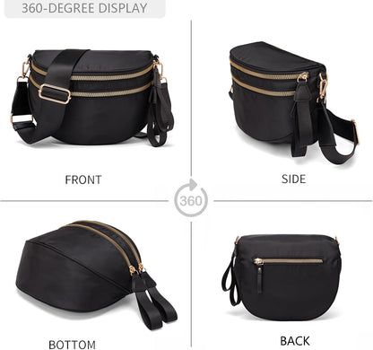 HOTPure Colour Crossbody Bum Bags for Women Spacious Checkered Cross body Bag Nylon Trendy Fanny Pack for Travel