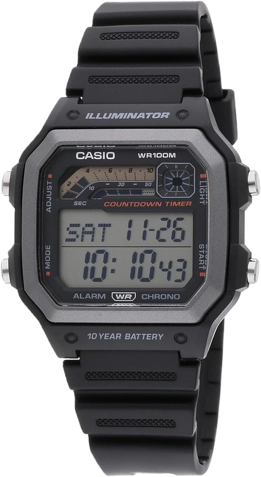HOTCasio WS1600H Series | Men’s Watch | Sports Design | Stopwatch | Countdown Timer | LED Light with Afterglow | 100M WR | Daily Alarm | Auto Calendar | World Time | 10 Year Battery