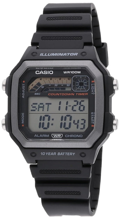 HOTCasio WS1600H Series | Men’s Watch | Sports Design | Stopwatch | Countdown Timer | LED Light with Afterglow | 100M WR | Daily Alarm | Auto Calendar | World Time | 10 Year Battery