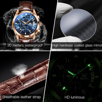 HOTOLEVS Men's Watches Brown Leather with Date,Casual Watches for Men,Large Face Watches Men,Chronograph Mens Watch,Sport Waterproof Business Dress Analog Quartz Men's Wrist Watches Reloj De Hombre