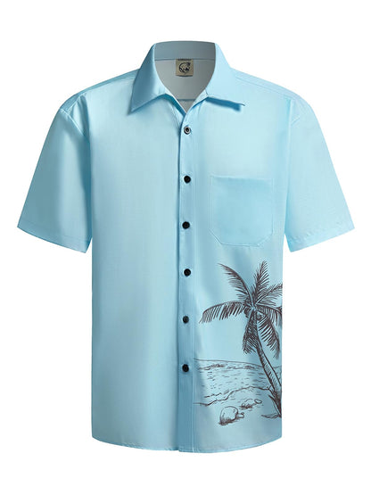 HOTHardaddy Men's Hawaiian Shirt Short Sleeves Coconut Printed Button Down Summer Beach Casual Shirts