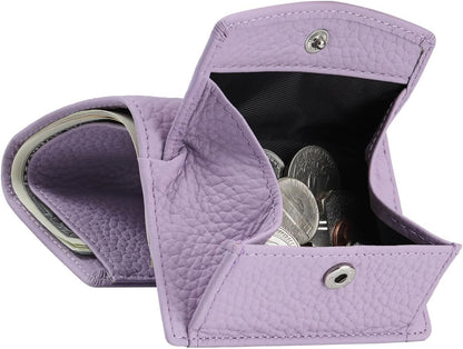 HOTKarmiir RFID Small Leather Wallet for Women with Coin Pouch Compact Trifold Mini Pocket Wallet with Cash Slot and Card Holders (Light Purple)