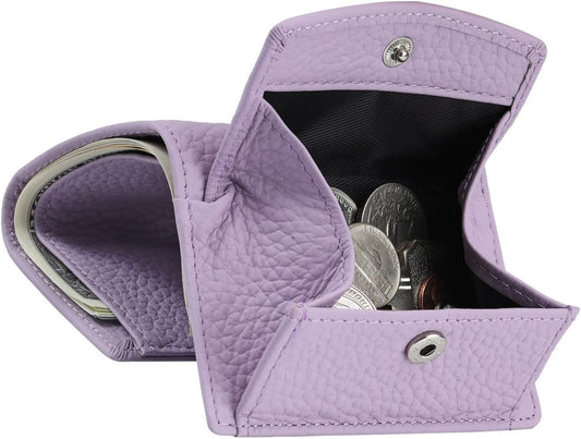 HOTKarmiir RFID Small Leather Wallet for Women with Coin Pouch Compact Trifold Mini Pocket Wallet with Cash Slot and Card Holders (Light Purple)