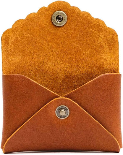 HOTPortland Leather Goods Mini Daisy Wallet for Women – Handmade from the Finest Full-Grain Hides – Features Envelope Design with Snap Closure – Honey