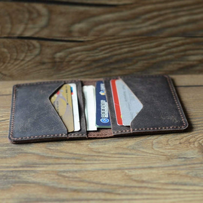 HOTPersonalized handmade Minimalist Leather Wallet Bifold Wallet Distressed Leather Slim Bifold Wallet Father's Day Gift wedding gift Mother's Day
