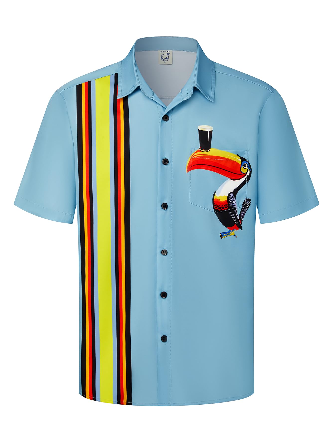 HOTHardaddy Men's Vintage Bowling Shirt Short Sleeve Button Down Hawaiian Summer Beach Printed Casual Shirts