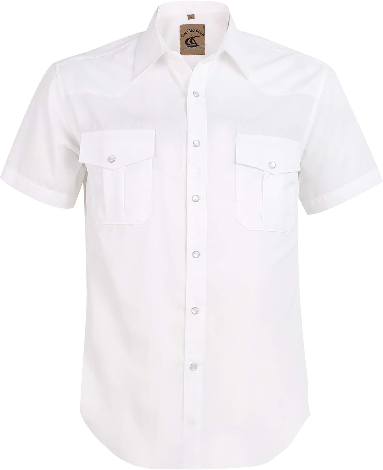 HOTMens Western Cowboy Pearl Snap Short Sleeve Casual Two Pockets Work Solid Derss Button Up Wrinkle Free Shirts