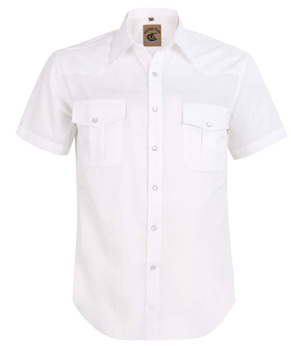 HOTMens Western Cowboy Pearl Snap Short Sleeve Casual Two Pockets Work Solid Derss Button Up Wrinkle Free Shirts