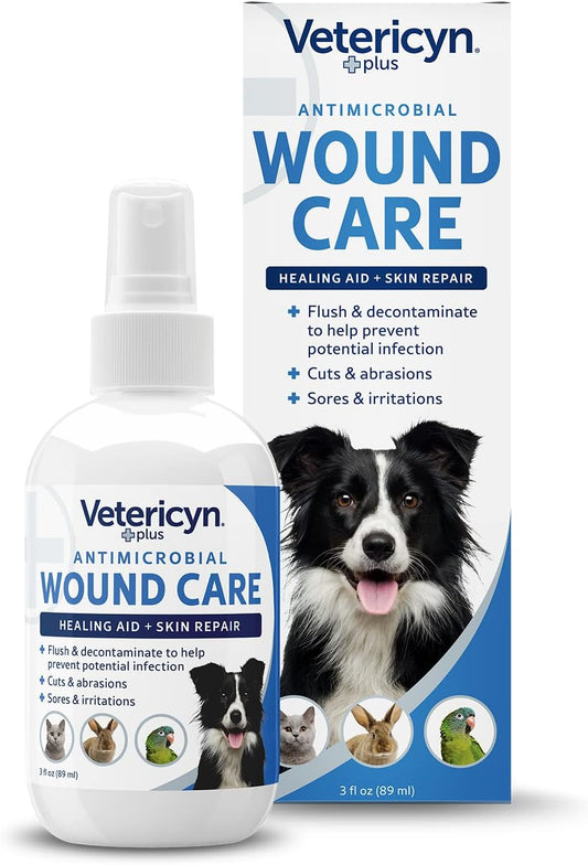 HOTVetericyn Plus Dog Wound Care Spray | Healing Aid and Skin Repair, Clean Wounds, Relieve Dog Skin Allergies, Safe for All Animals. 3 ounces