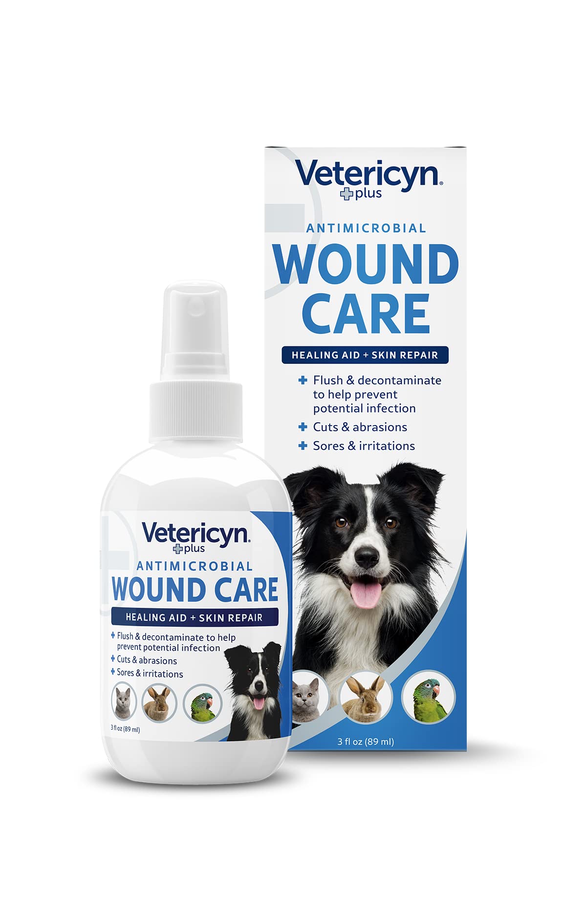 HOTVetericyn Plus Dog Wound Care Spray | Healing Aid and Skin Repair, Clean Wounds, Relieve Dog Skin Allergies, Safe for All Animals. 3 ounces