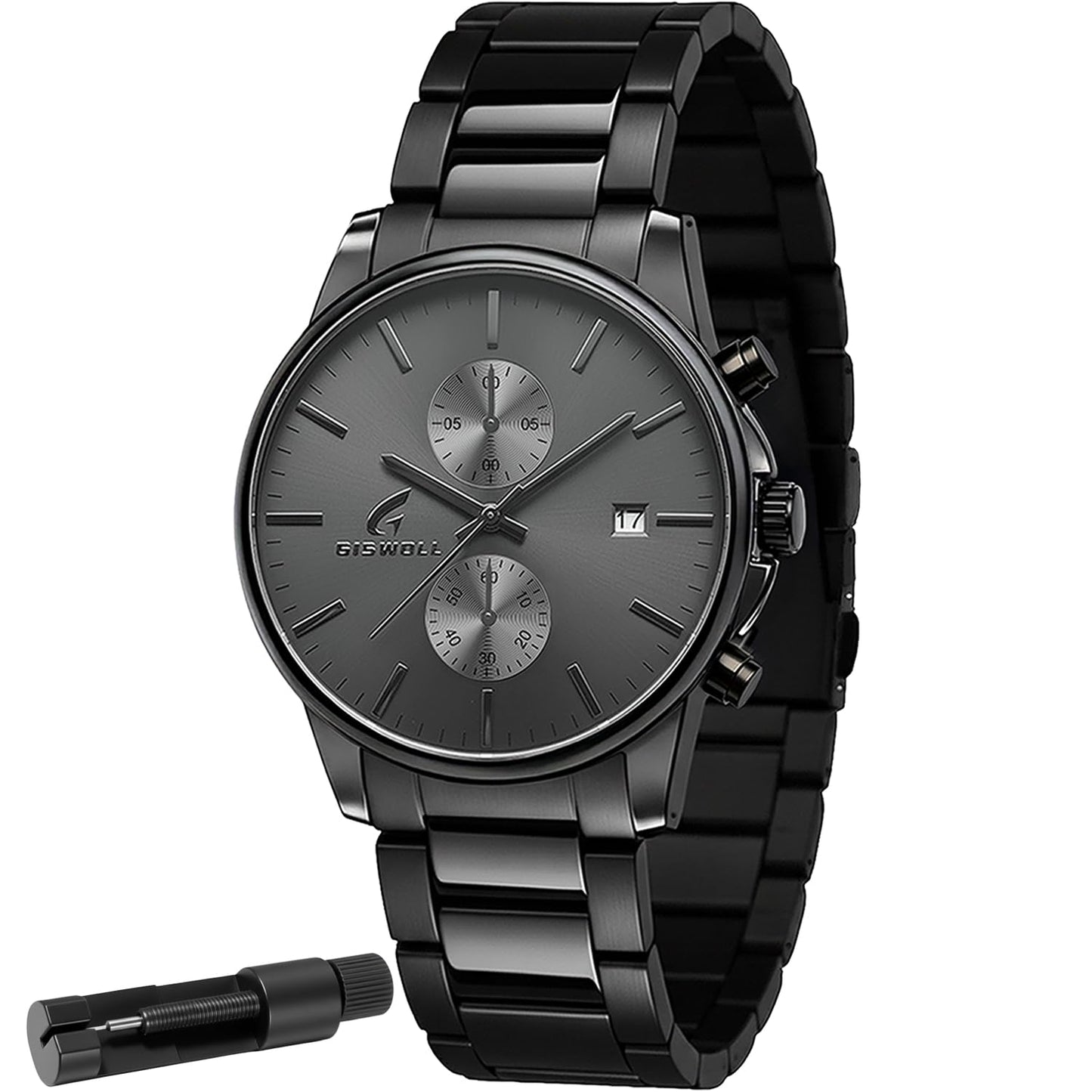 HOTStylish Stainless Steel Men's Watches with Functional Chronograph Subdials | Analog Waterproof Watches for Men, Solid Feel, Auto Date, 60-Second & 1/10-Second Timers, Gifts for Men Dad Husband Boyfriend