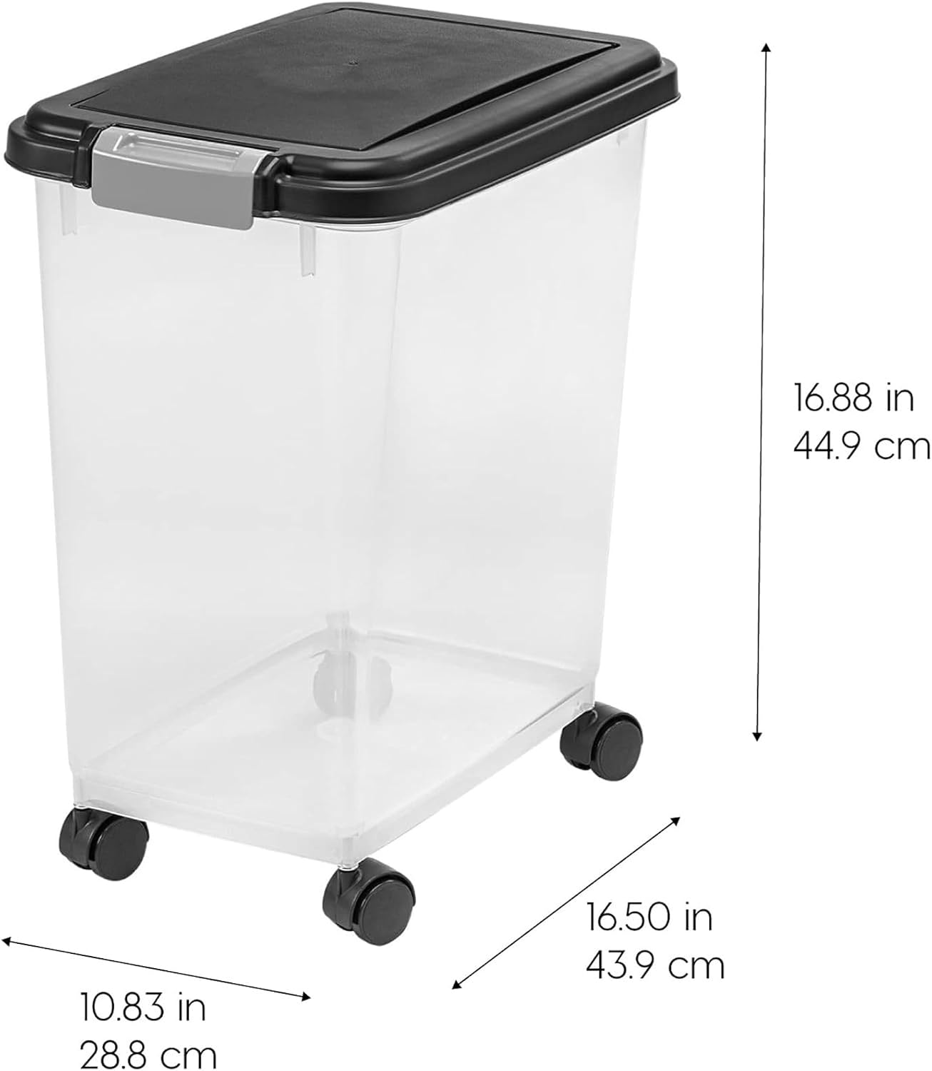 HOTIRIS USA Dog Food Storage Container, Airtight, 30 lb Capacity, Wheels | Airtight seal keeps kibble, bird seed, and pet food fresh while wheels provide easy mobility around the home.