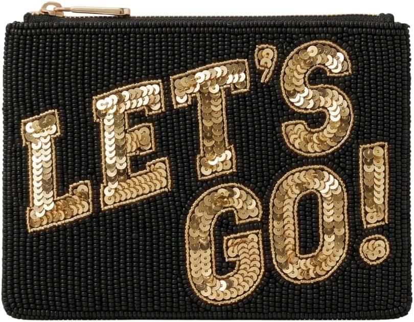 HOTBeaded Coin Purse Change Zipper Pouch Wallet Baseball | Handmade Beadwork, Compact Organizer, Cash Holder, Card Storage, Makeup Pouch, Giftable Accessory, Everyday Carry