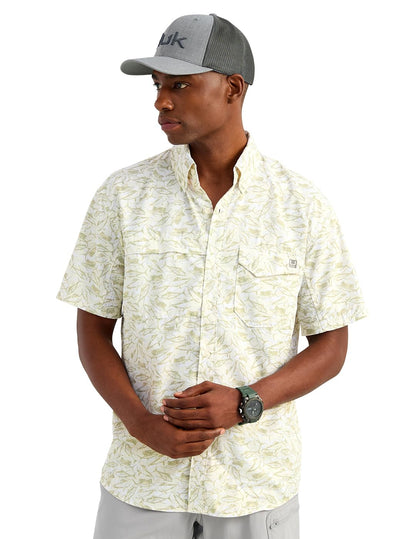 HOTHUK Men's Tide Point Kc Scott Original Artwork Short Sleeve Shirt, Fishing Button Down