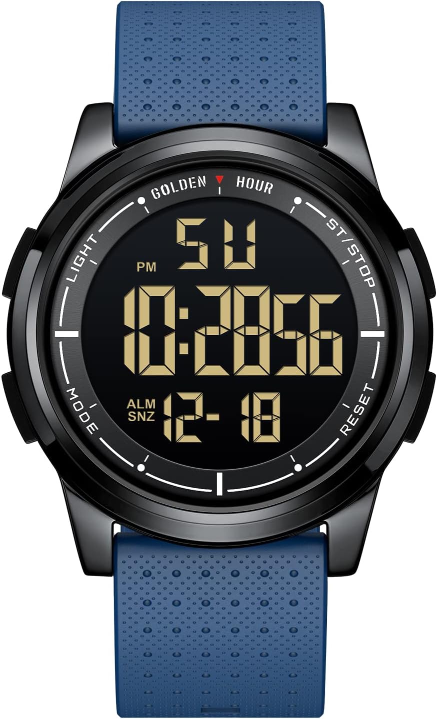 HOTGOLDEN HOUR Ultra-Thin Minimalist Sports Waterproof Digital Watches Men with Wide-Angle Display Rubber Strap Wrist Watch for Men Women