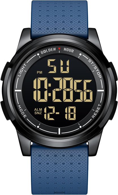 HOTGOLDEN HOUR Ultra-Thin Minimalist Sports Waterproof Digital Watches Men with Wide-Angle Display Rubber Strap Wrist Watch for Men Women