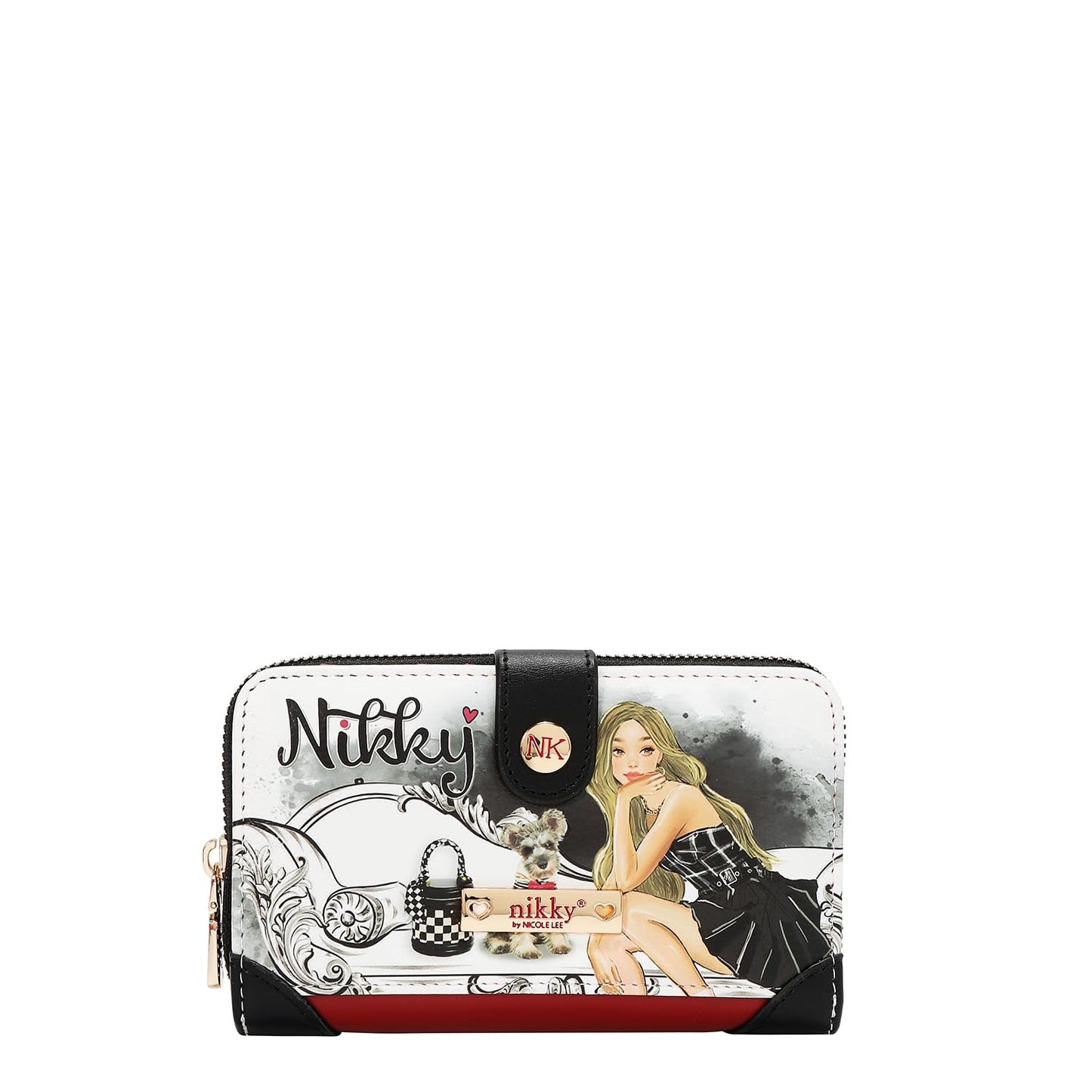 HOTNicole Lee NIKKY Compact Wallet, Vegan Leather, 8 Card Slots (EIFFEL DREAMS)