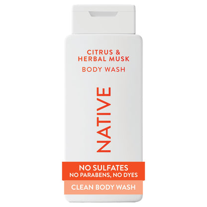 HOTNative Clean Body Wash, Gentle & pH-balanced for Sensitive Skin, 24-Hr Freshness for Men & Women, Vegan & Cruelty-Free, Free of Sulfates, Parabens & Phthalates, Sea Salt & Cedar, 18 fl oz
