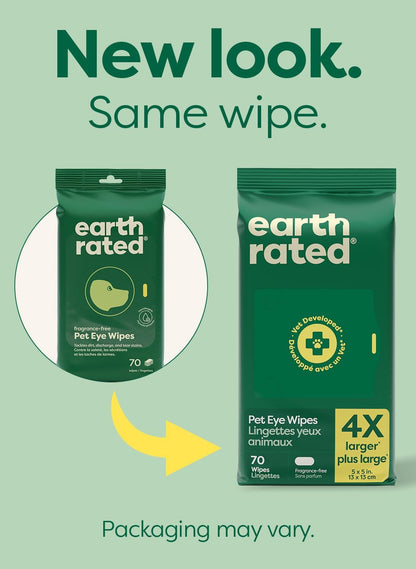 HOTearth rated Vet-Developed Dog Eye Wipes, Hypoallergenic Pet Wipes for Dogs & Cats to Remove Dirt & Discharge, Fragrance Free, 70 Count