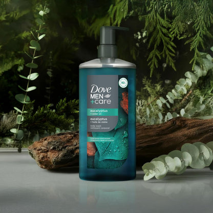 HOTDOVE MEN Moisturizing Body Wash for Men, Eucalyptus + Cedar Oil, 26oz