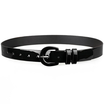 HOTJASGOOD Women Patent Leather Belt for Jeans Pants Vintage 50s Women Belt for Dress