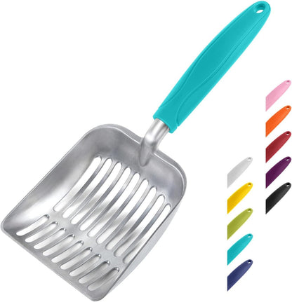 HOTWePet Cat Litter Scoop, Aluminum Alloy Sifter, Kitty Metal Scooper, Deep Shovel, Long Handle, Poop Sifting, Kitten Pooper Lifter, Durable, Heavy Duty, for Litter Box