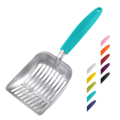 HOTWePet Cat Litter Scoop, Aluminum Alloy Sifter, Kitty Metal Scooper, Deep Shovel, Long Handle, Poop Sifting, Kitten Pooper Lifter, Durable, Heavy Duty, for Litter Box